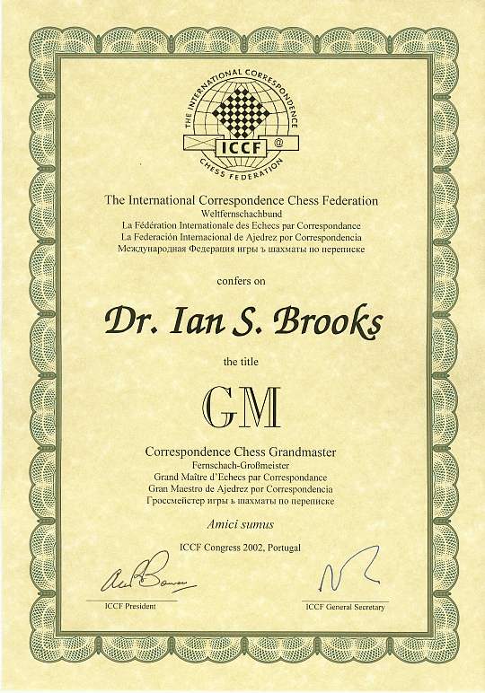 ICCF Grandmaster Certificate