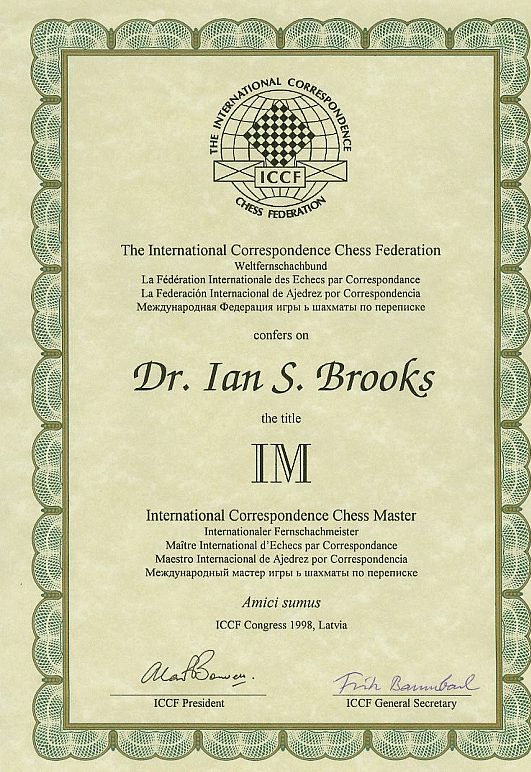 ICCF International Master Certificate